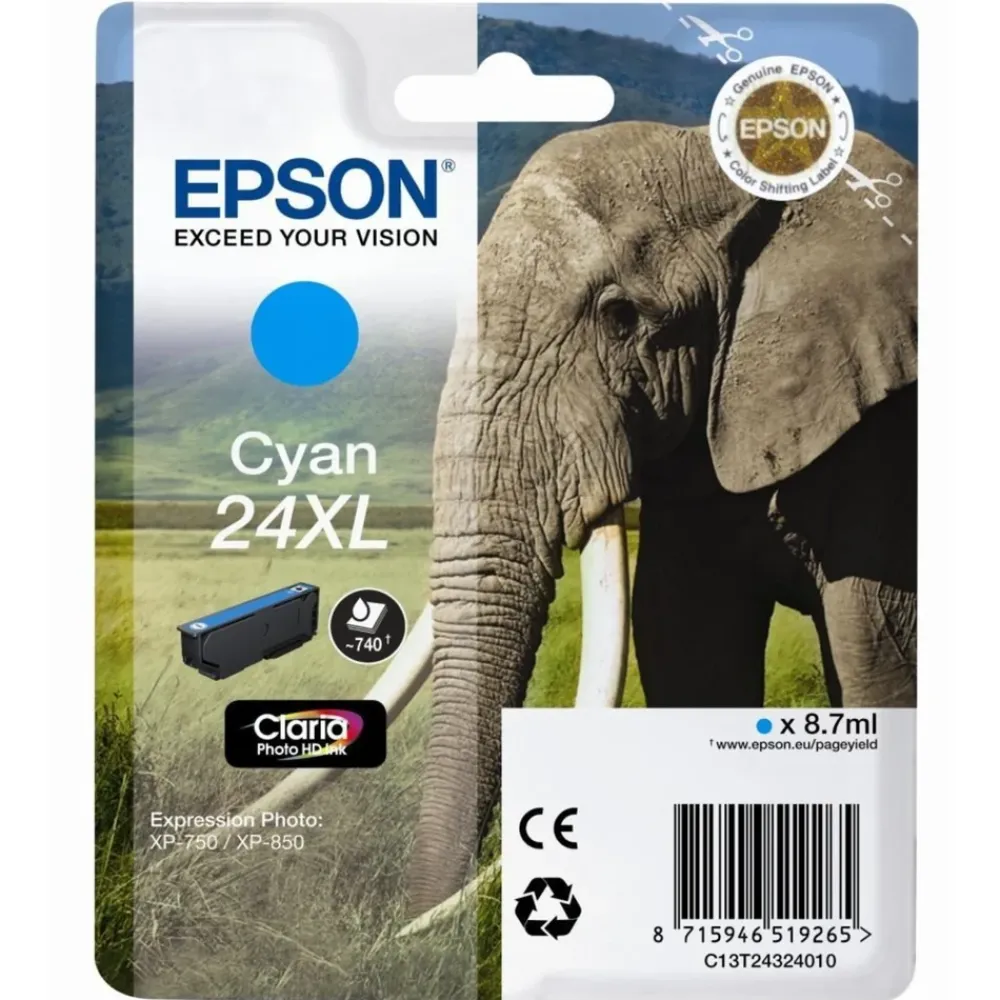 Epson Skrivere Og Tilbehør|T2432 Blekkpatron XL Cyan