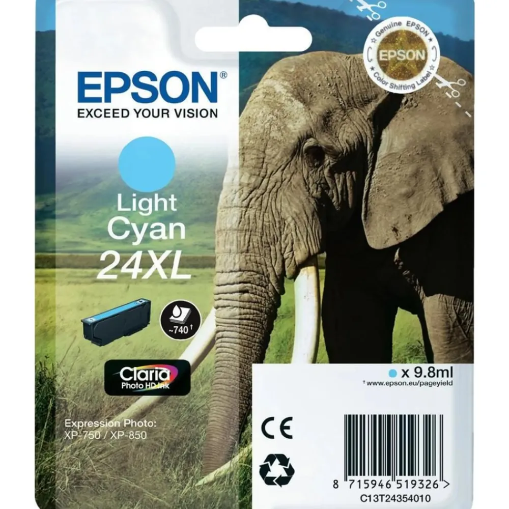 Epson Skrivere Og Tilbehør|T2432 Blekkpatron XL Lys cyan
