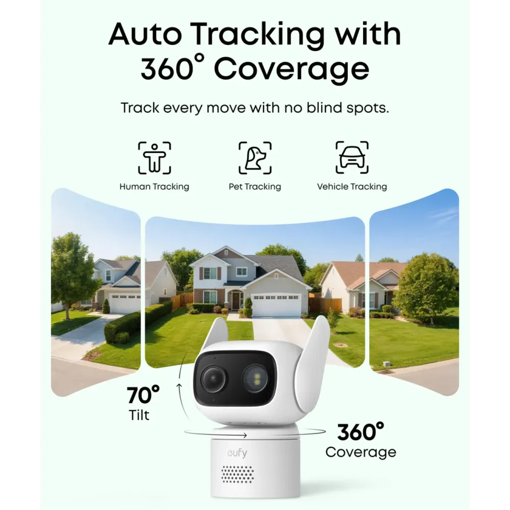 Eufy Alarmsystemer|Skimmingsbeskyttelse|C31 Overvåkningskamera med 360° panorering