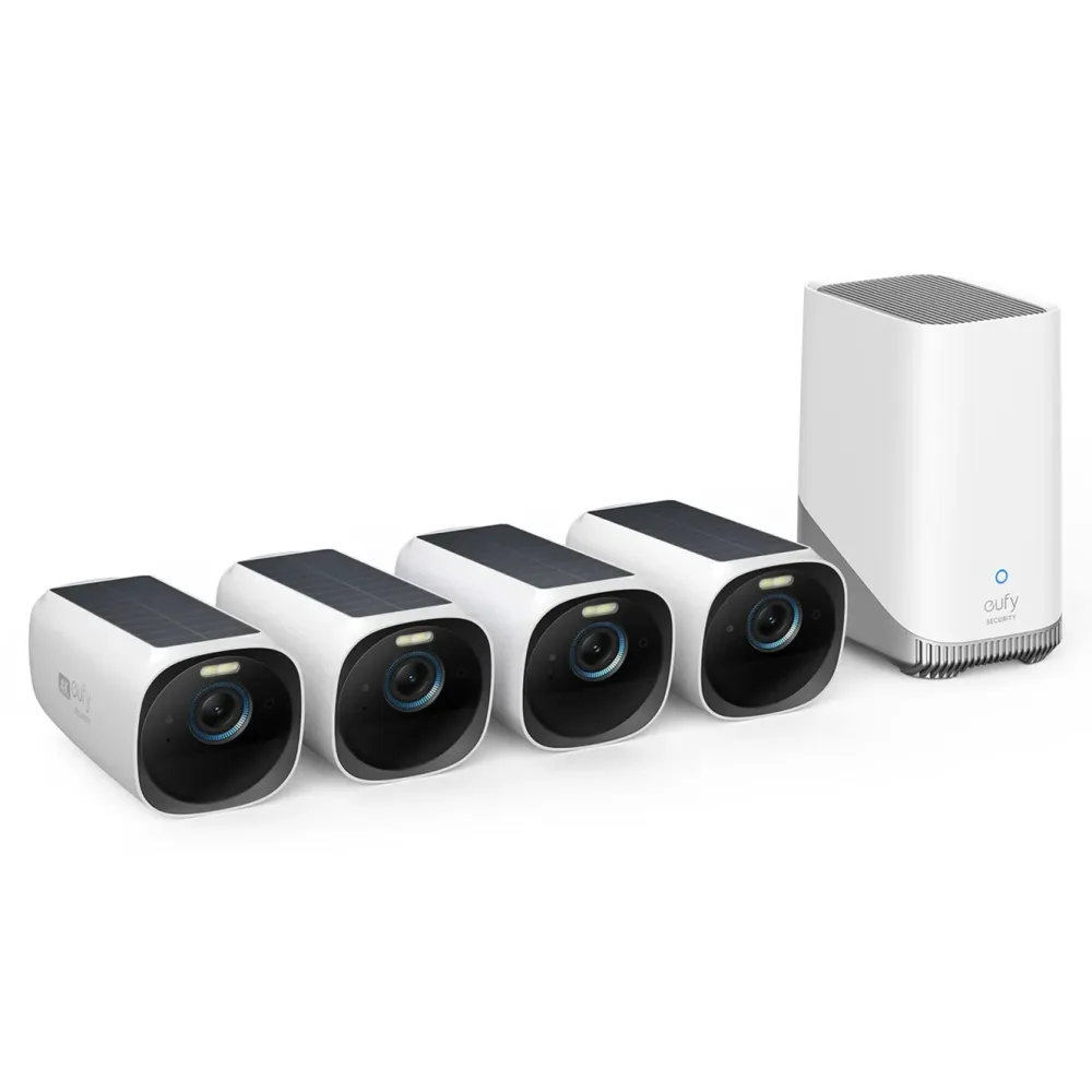 Eufy Kameraovervåking|Cam 3 Overvåkingssystem med solpanel 4-pack