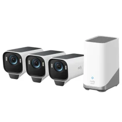 Eufy Kameraovervåking|Cam S3 Pro Overvåkingssystem med solpanel 3-pack