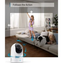 Eufy Kameraovervåking|Indoor Cam 2K Pan & Tilt Overvåkingskamera innendørs