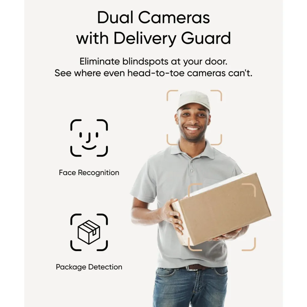 Eufy Smarte Alarmer|Smarte Sensorer|Video Doorbell 2K med doble kameraer