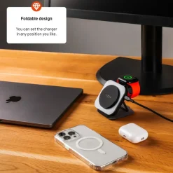 Fixed Iphone-Tilbehør|Hjemmekontor|MagFlex Alu 3-i-1 Trådløs Lader med MagSafe