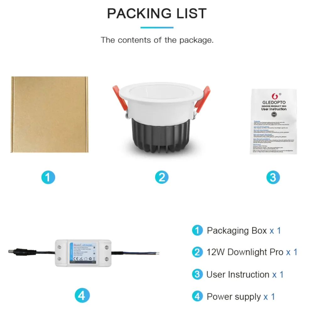 Gledopto Smart Belysning|Smart Belysning|Downlight RGB+CCT med Zigbee 9 W