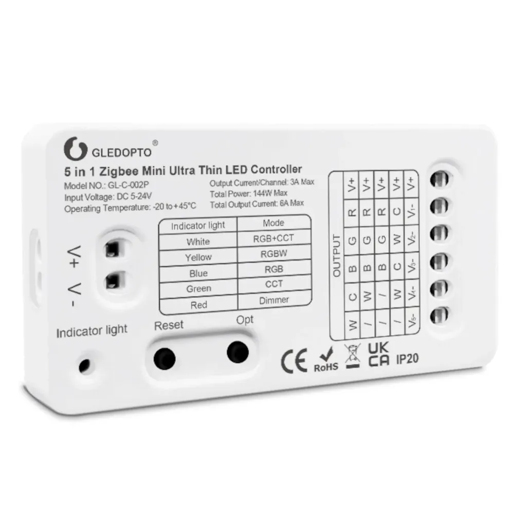 Gledopto Kontroller|5 in 1 Mini Zigbee-kontroller for LED-belysning