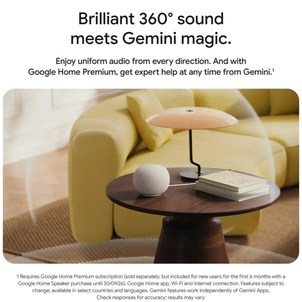 Google Høyttaler|Stemmeassistenter|Home Speaker smart høyttaler med Gemini