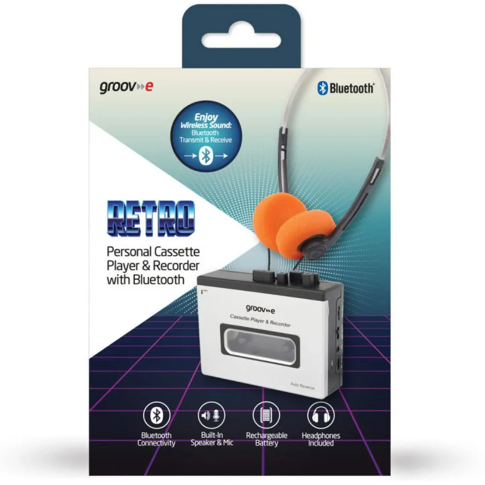 Groov-e Digitaliser Lyd Og Bilde|Bærbar kassettspiller med Bluetooth