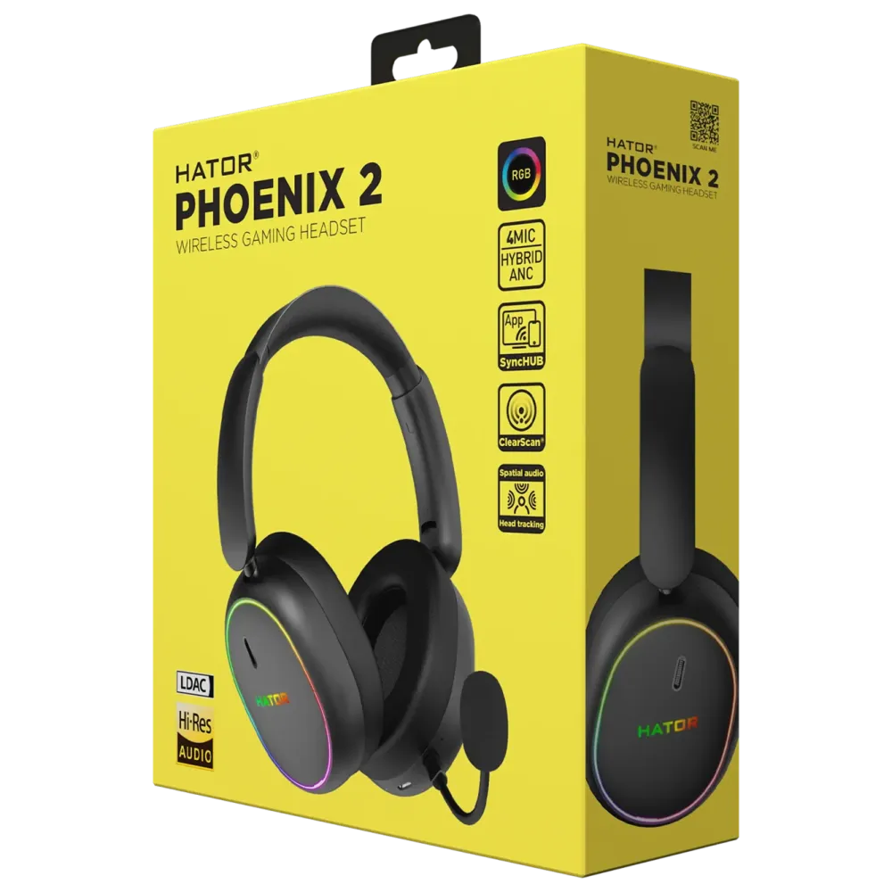 Hator Gaming Hodetelefoner|Phoenix 2 Wireless trådløst gamingheadset med RGB