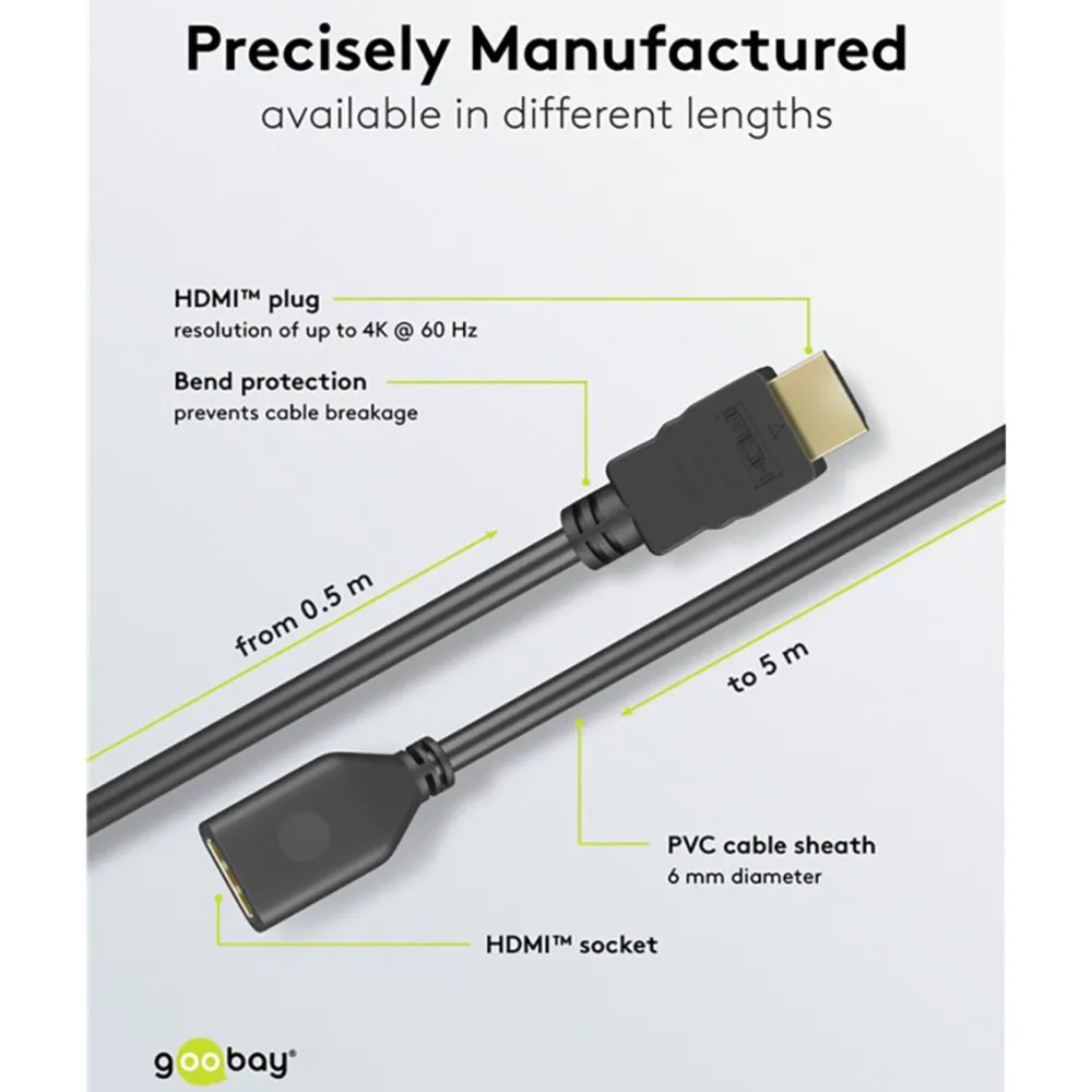 Kjell Hdmi|Kabler Og Adaptere|HDMI™-forlengelseskabel 4K/60 Hz 3 m