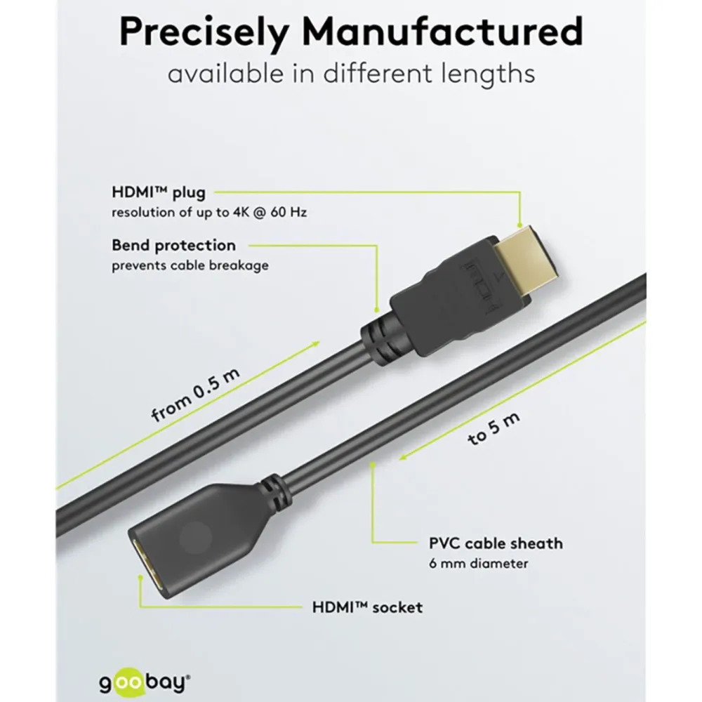 Kjell Hdmi|Kabler Og Adaptere|HDMI™-forlengelseskabel 4K/60 Hz 1 m