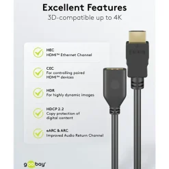 Kjell Hdmi|Kabler Og Adaptere|HDMI™-forlengelseskabel 4K/60 Hz 1 m