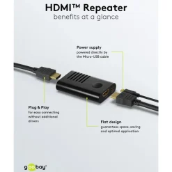 Kjell Hdmi|Kabler Og Adaptere|HDMI-repeater 4K @ 60 Hz