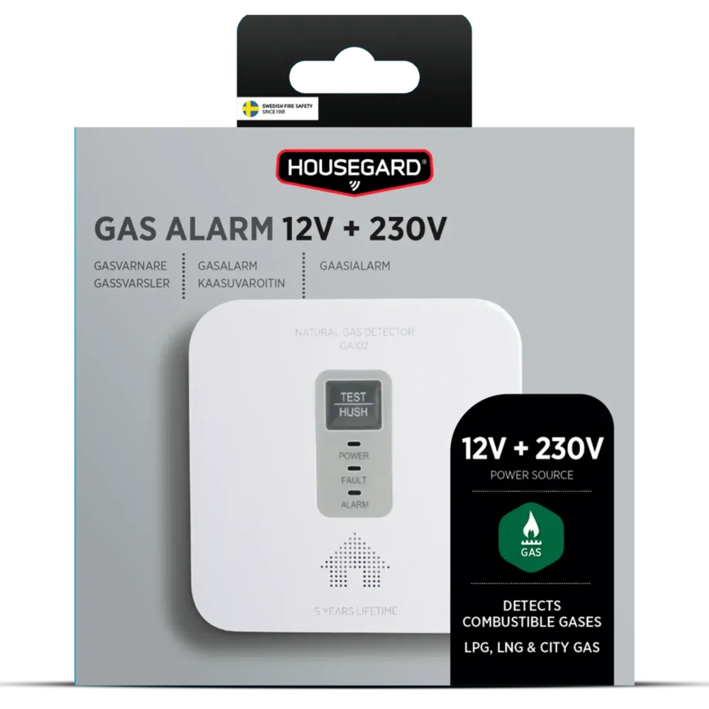Housegard Brannvern|Gassvarsler for propan, naturgass og bygningsgass