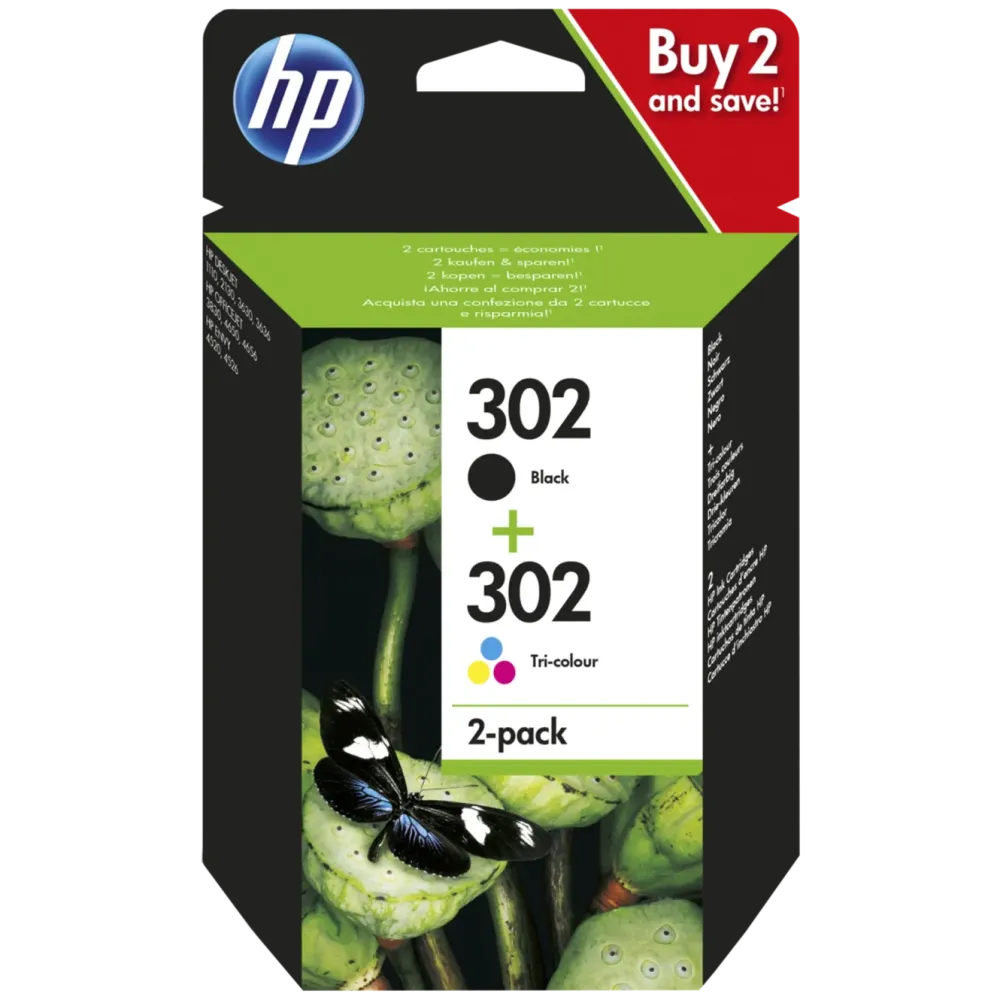 HP Skrivere Og Tilbehør|302 Blekkpatroner 2-pk.
