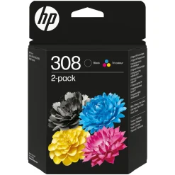 HP Kalkulator|Makuleringsmaskiner|308 Blekkpatron 2-pk. – svart og farger