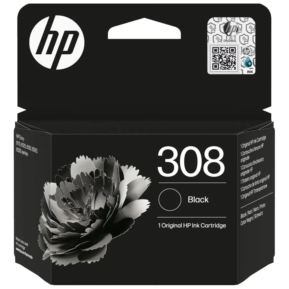 HP Skrivere Og Tilbehør|308 Svart blekkpatron