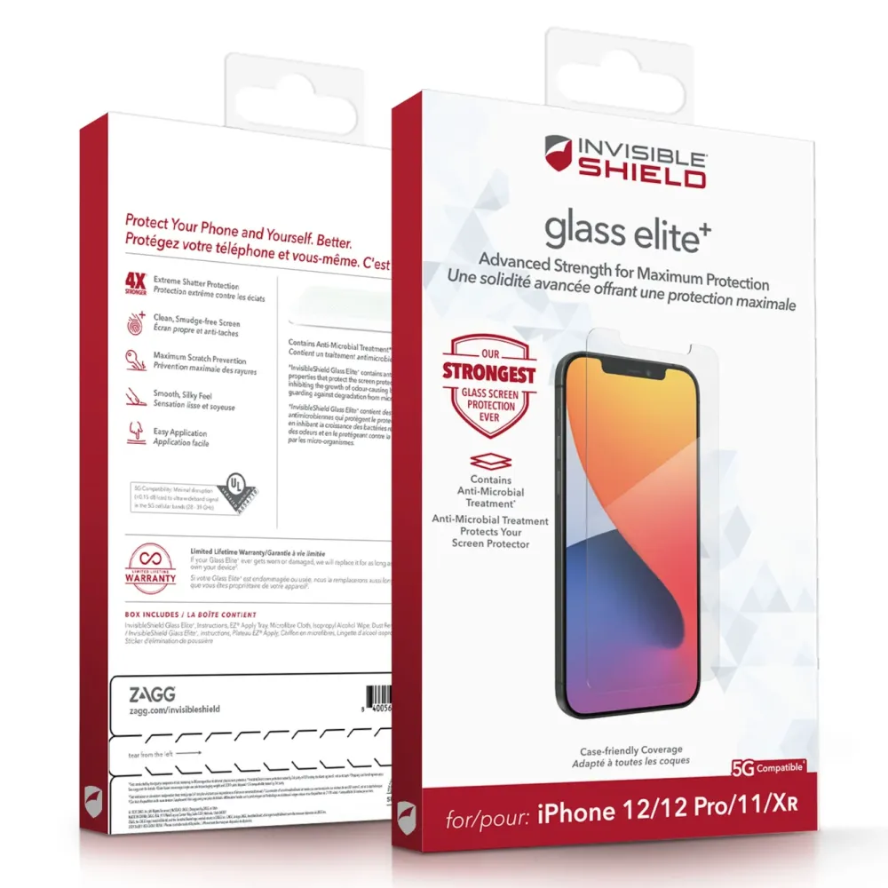 Invisible Shield Skjermbeskytter|Glass Elite + Skjermbeskytter for iPhone 12 og 12 Pro