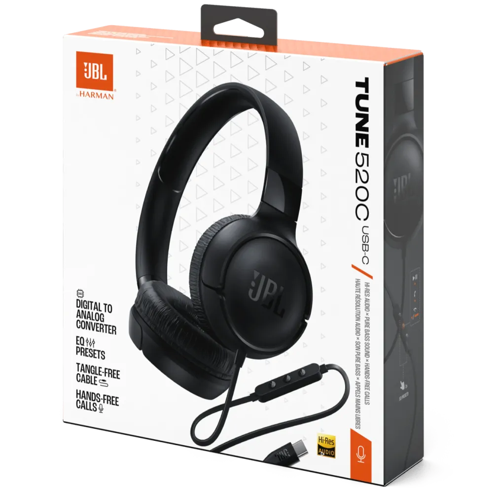 JBL Dataheadset|Hodetelefoner Og Hodesett|Tune 520C On-Ear Hodetelefoner med USB-C