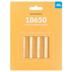 Kjell & Company Batterier|Batterier|18650 Li-ion-batteri 3,6 V 2600 mAh 4-pk.