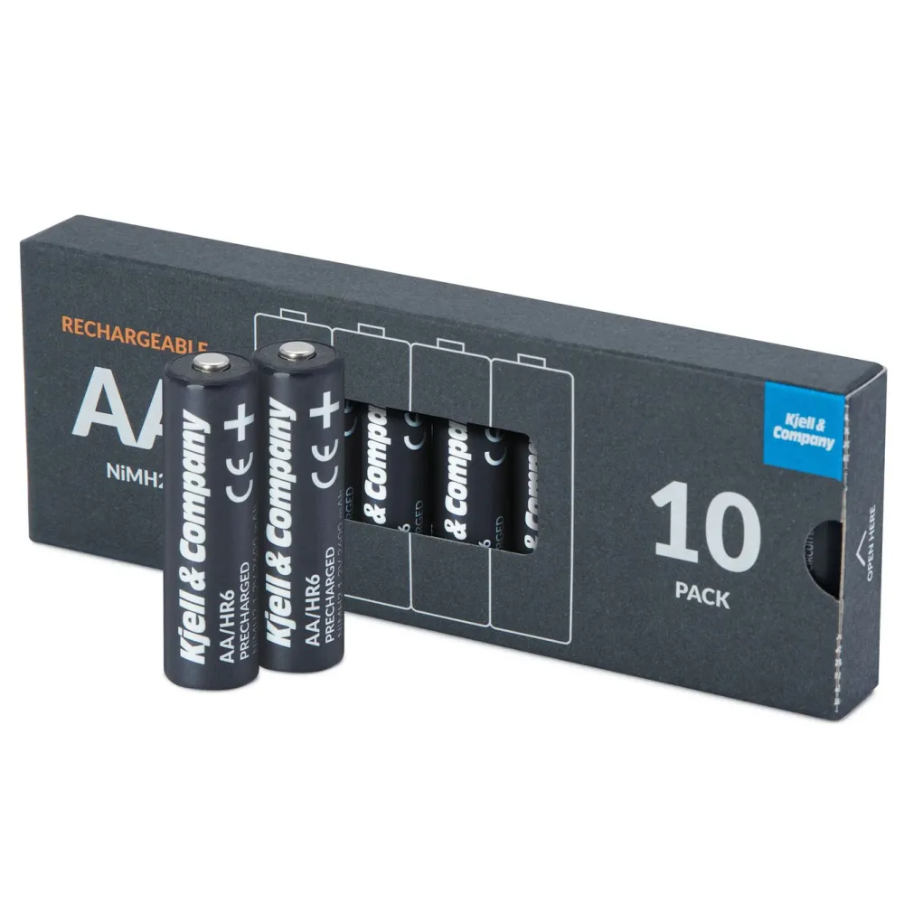 Kjell & Company Batterier|Batterier|Oppladbare AA-batterier 2600 mAh 10-pk.