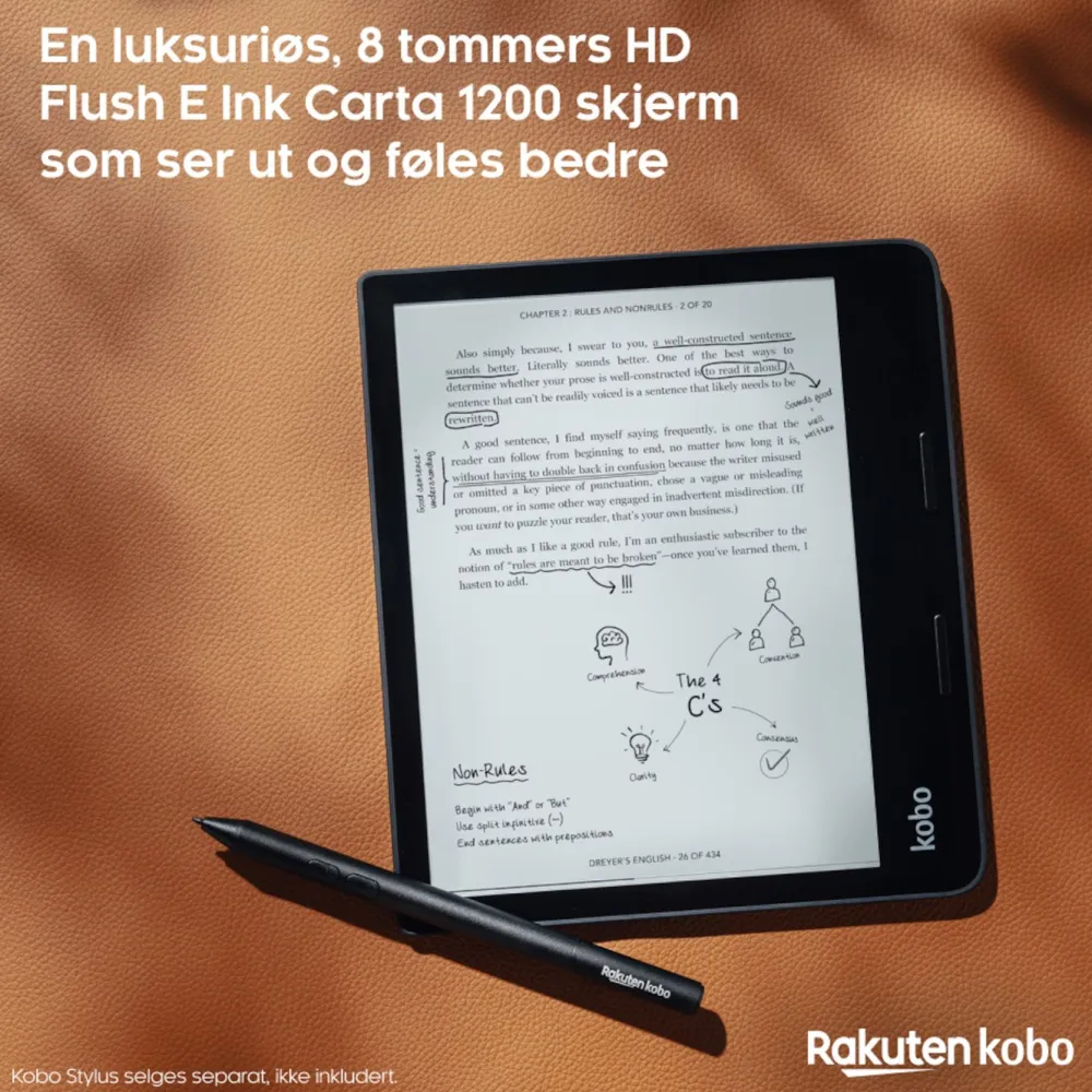 Kobo Lese & Nettbrett|Sage Vanntett lesebrett 8” med wifi
