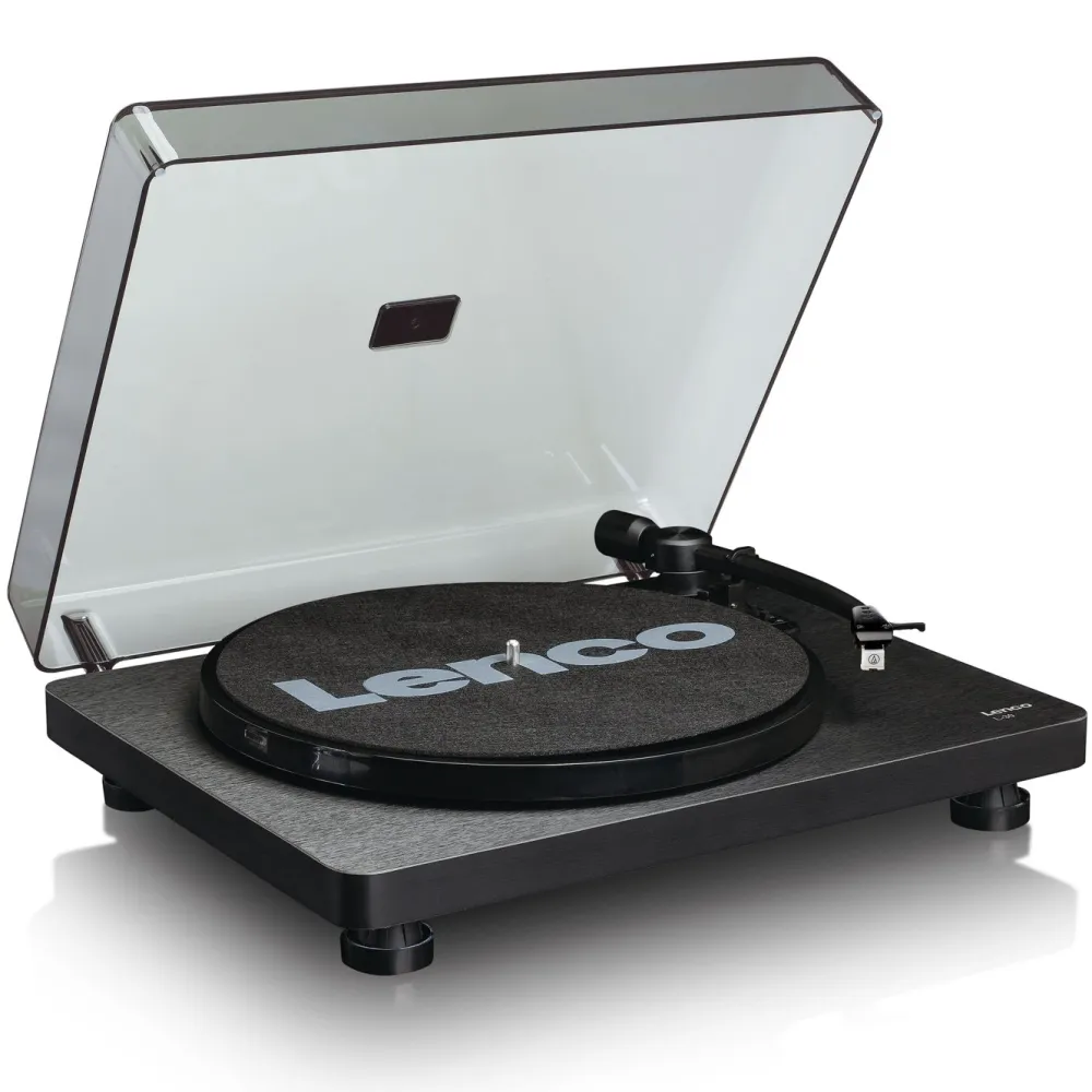 Lenco Musikkspiller Og Radio|Digitaliser Lyd Og Bilde|L-30BK Platespiller med USB-port