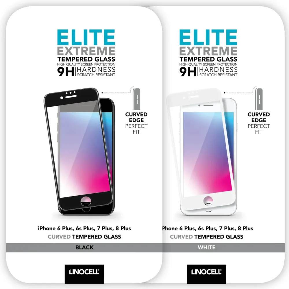 Linocell Skjermbeskytter|Elite Extreme Curved for iPhone 6, 7 og 8 Plus