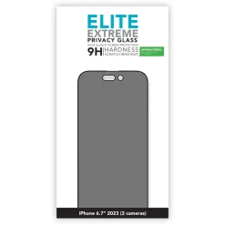 Linocell Skjermbeskytter|Elite Extreme Privacy Glass Skjermbeskytter for iPhone 15 Pro Max