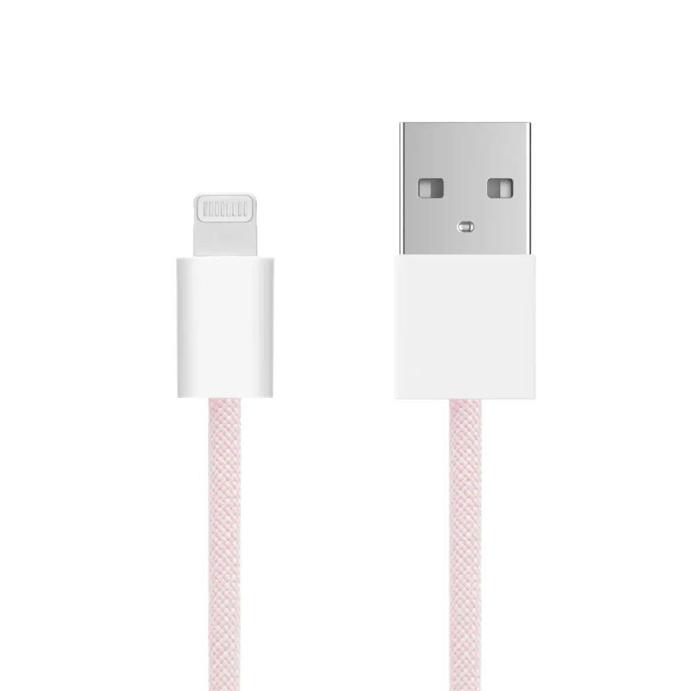 Linocell Kabler Og Adaptere|Lightning|Flettet USB-A- til Lightning-kabel Rosa 0,5 m