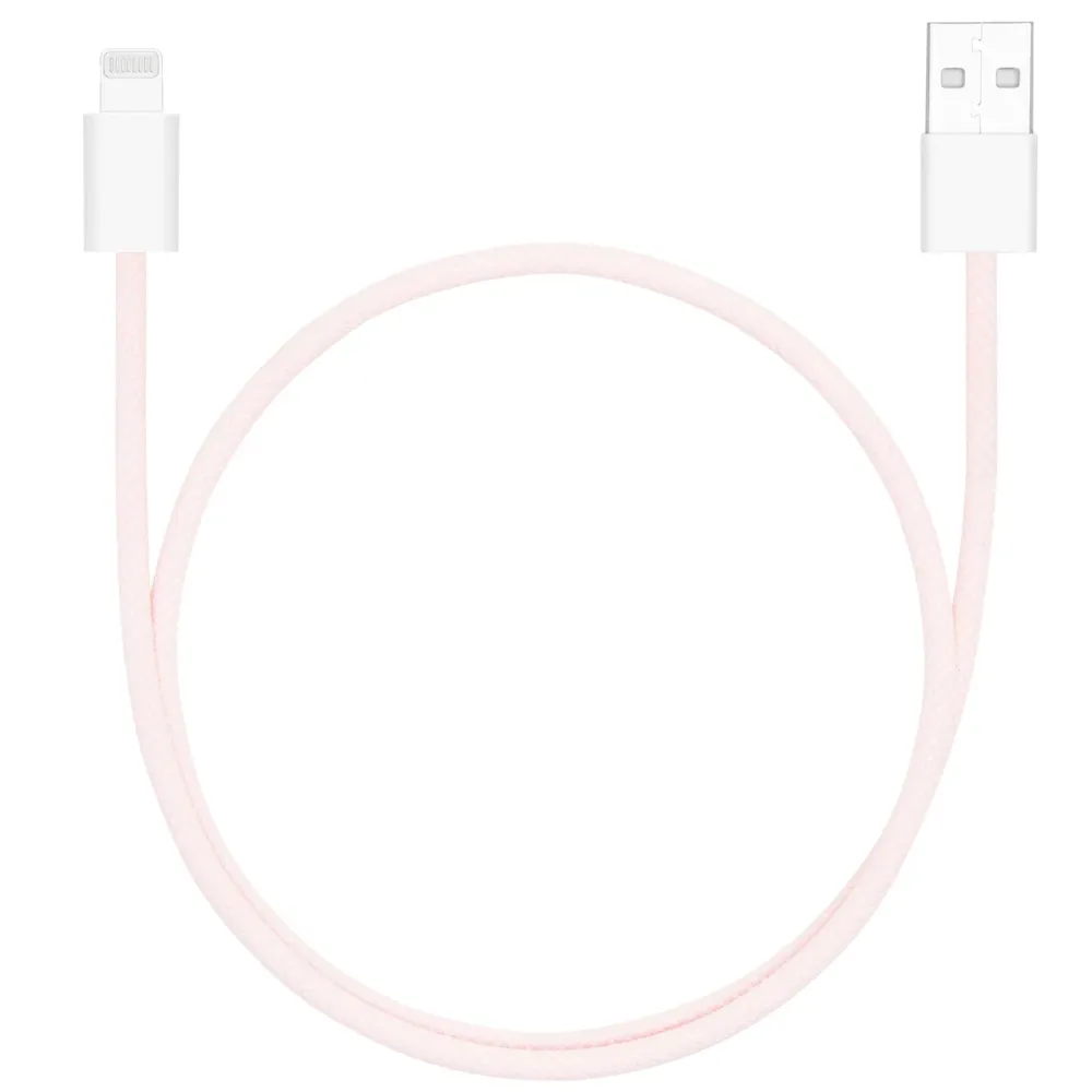 Linocell Kabler Og Adaptere|Lightning|Flettet USB-A- til Lightning-kabel Rosa 0,5 m