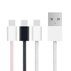 Linocell Kabler Og Adaptere|Lightning|Flettet USB-A- til Lightning-kabel Rosa 0,5 m