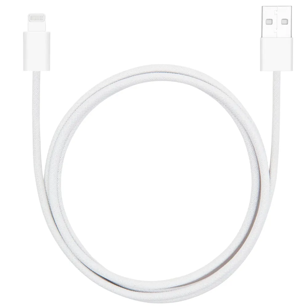 Linocell Kabler Og Adaptere|Lightning|Flettet USB-A- til Lightning-kabel Hvit 1 m