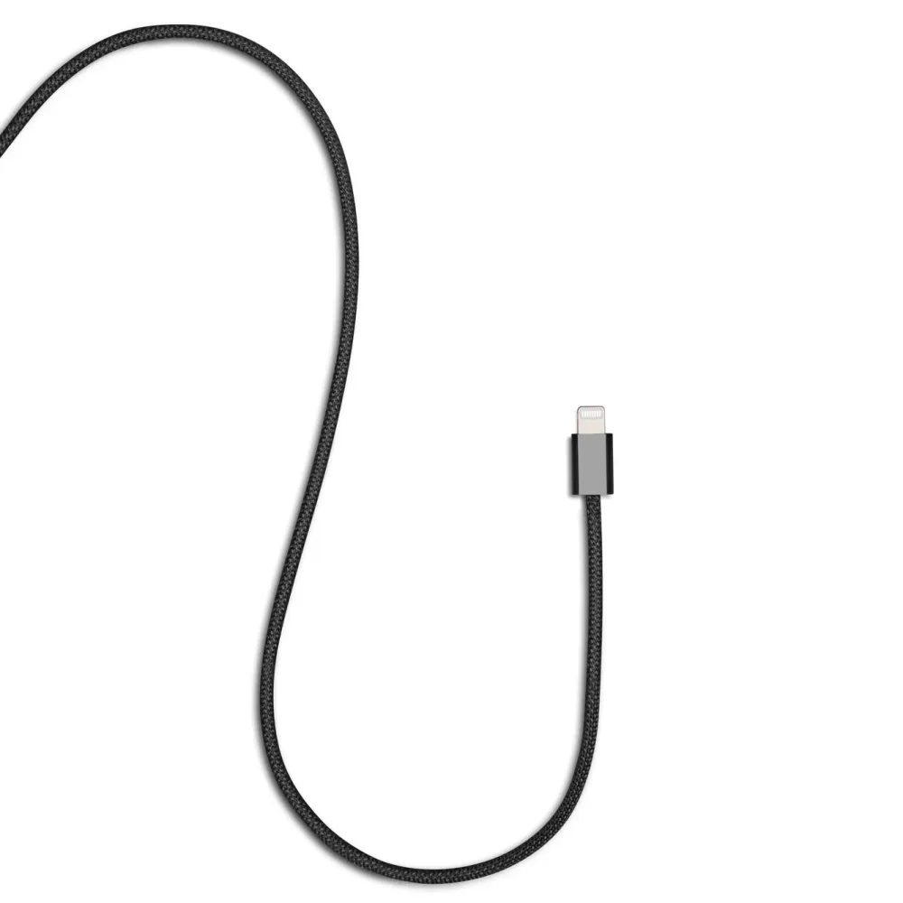 Linocell Kabler Og Adaptere|Lightning|Flettet USB-A- til Lightning-kabel Svart 2 m