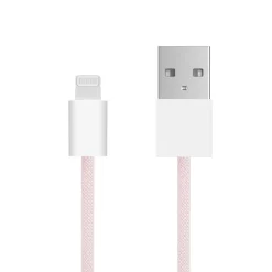 Linocell Kabler Og Adaptere|Lightning|Flettet USB-A- til Lightning-kabel Rosa 1 m