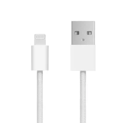 Linocell Kabler Og Adaptere|Lightning|Flettet USB-A- til Lightning-kabel Hvit 2 m