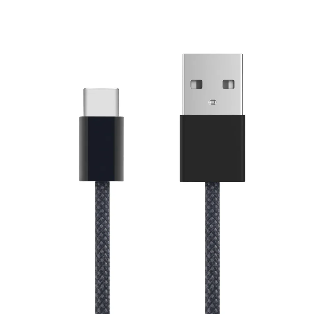 Linocell Kabler Og Adaptere|Usb-C Kabler|Flettet USB-A- til USB-C-kabel Svart 0,5 m