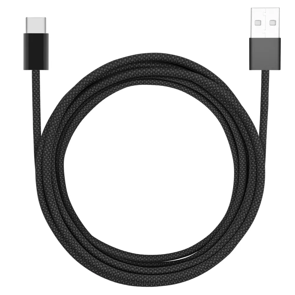 Linocell Kabler Og Adaptere|Usb-C Kabler|Flettet USB-A- til USB-C-kabel Svart 2 m