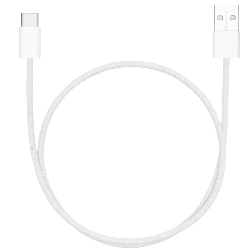 Linocell Kabler Og Adaptere|Usb-C Kabler|Flettet USB-A- til USB-C-kabel Hvit 0,5 m