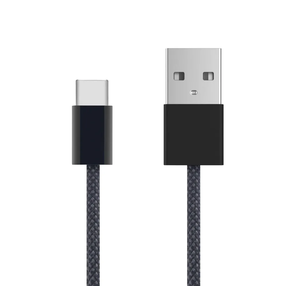 Linocell Kabler Og Adaptere|Usb-C Kabler|Flettet USB-A- til USB-C-kabel Svart 1 m