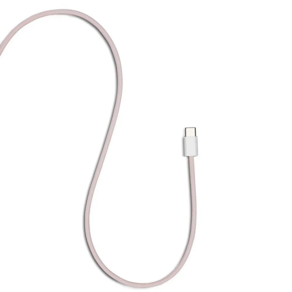 Linocell Kabler Og Adaptere|Usb-C Kabler|Flettet USB-A- til USB-C-kabel Rosa 2 m