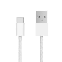 Linocell Kabler Og Adaptere|Usb-C Kabler|Flettet USB-A- til USB-C-kabel Hvit 1 m