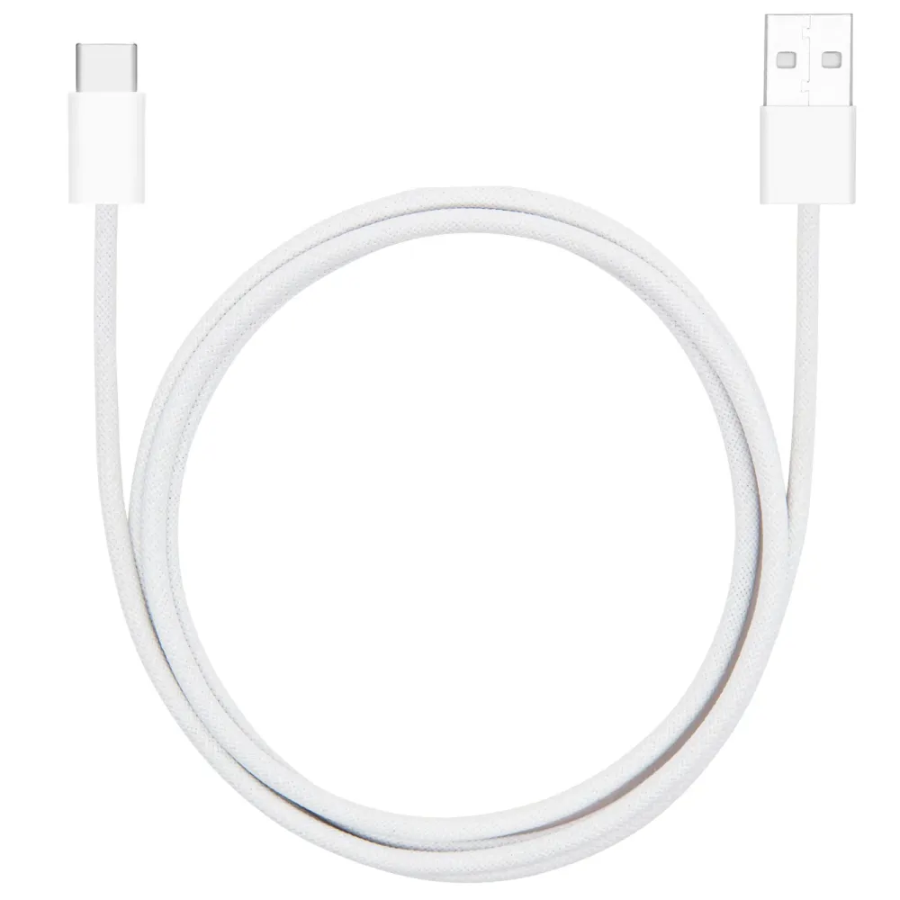 Linocell Kabler Og Adaptere|Usb-C Kabler|Flettet USB-A- til USB-C-kabel Hvit 1 m
