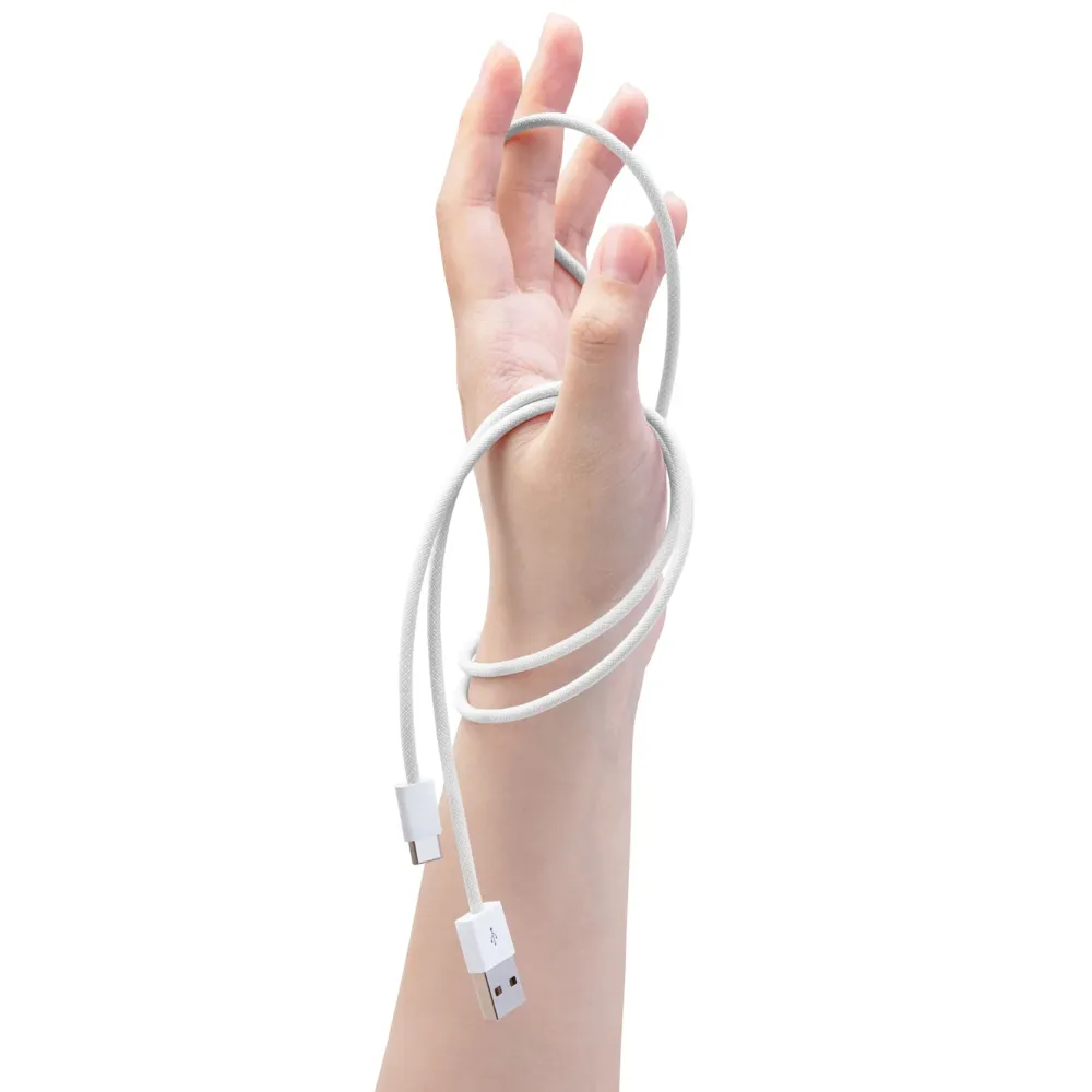 Linocell Kabler Og Adaptere|Usb-C Kabler|Flettet USB-A- til USB-C-kabel Hvit 2 m