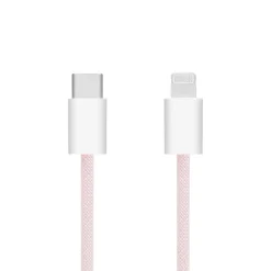 Linocell Kabler Og Adaptere|Lightning|Flettet USB-C- til Lightning-kabel Rosa 2 m
