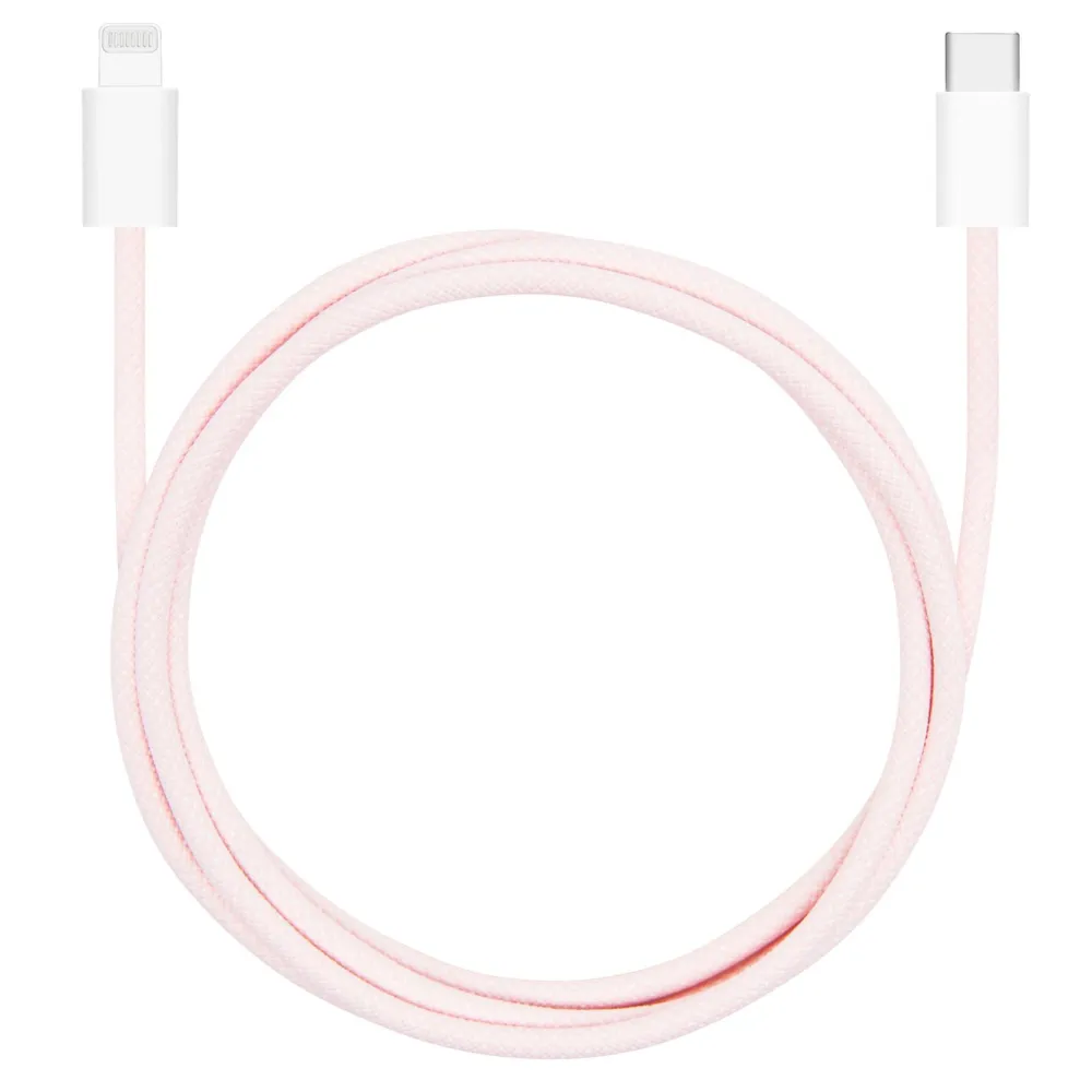 Linocell Usb|Usb-C Kabler|Flettet USB-C- til Lightning-kabel Rosa 1 m