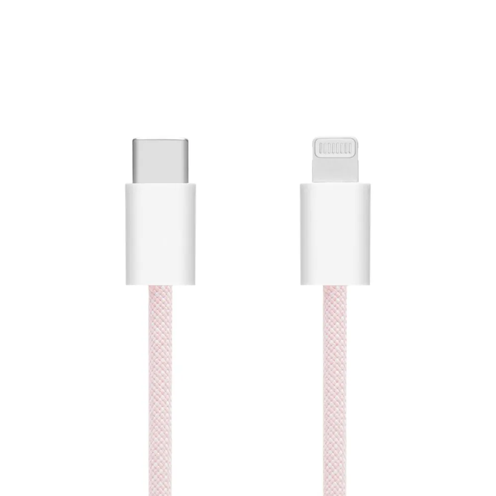 Linocell Usb|Usb-C Kabler|Flettet USB-C- til Lightning-kabel Rosa 1 m