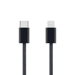 Linocell Kabler Og Adaptere|Usb|Flettet USB-C- til Lightning-kabel Svart 0,5 m