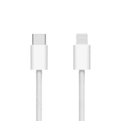 Linocell Kabler Og Adaptere|Usb|Flettet USB-C- til Lightning-kabel Hvit 2 m