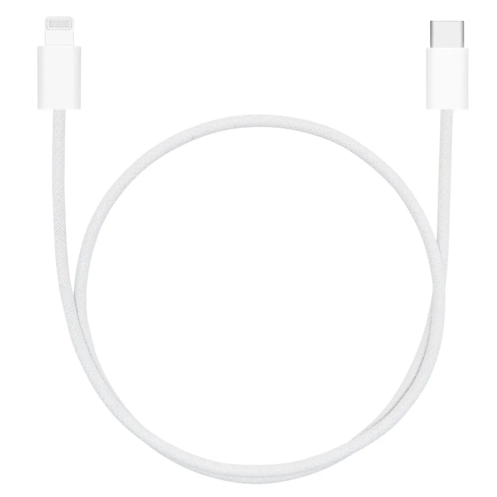 Linocell Kabler Og Adaptere|Usb|Flettet USB-C- til Lightning-kabel Hvit 0,5 m